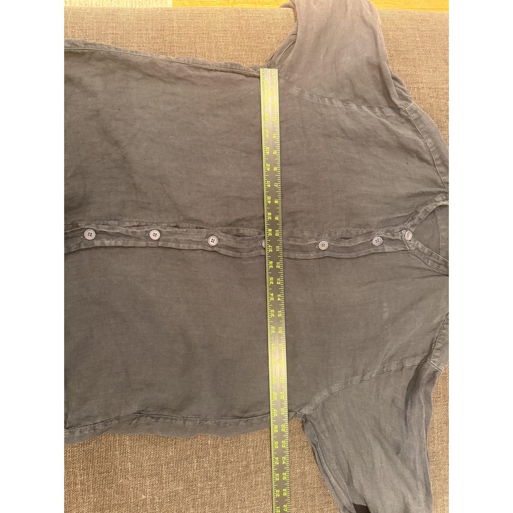 CP Shades Shirt Womens Medium Gray 100% Linen Button Front Tunic Top Long Sleeve - Picture 12 of 16